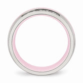 Sophia Jewelers Polished Stainless Steel Pink Ceramic CZ Wedding Band